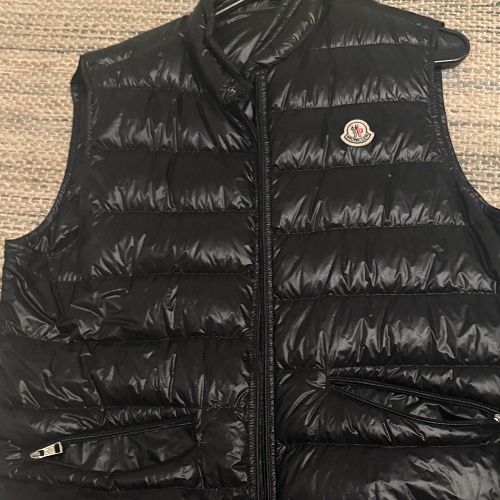 Moncler Shiny Black Quilted Vest